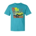 thumbnail image 1 of Wild Bobby, Ford Free Wheelin 1978 Bronco Classic Rasta 70s, Cars and Trucks, Garment-Dyed Washed Look Short Sleeve Tees, Blue Lagoon, Small, 1 of 3