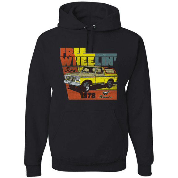 Wild Bobby, Ford Free Wheelin 1978 Bronco Classic Rasta 70s Cars and Trucks Graphic Hoodie Sweatshirt