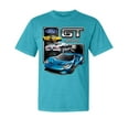 thumbnail image 1 of Wild Bobby, Ford GT American Horse Power Mustang, Cars and Trucks, Garment-Dyed Washed Look Short Sleeve Tees, Blue Lagoon, Small, 1 of 3