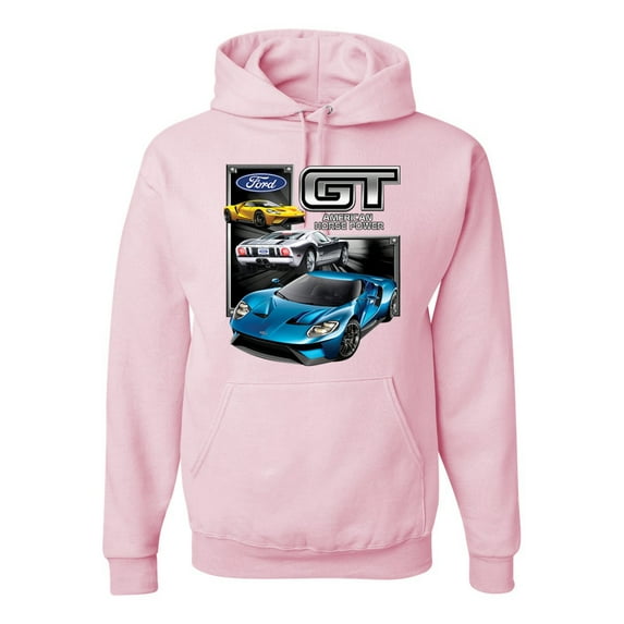 Wild Bobby, Ford GT American Horse Power Mustang | Mens Cars and Trucks Hooded Sweatshirt Graphic Hoodie, Light Pink, 3XL