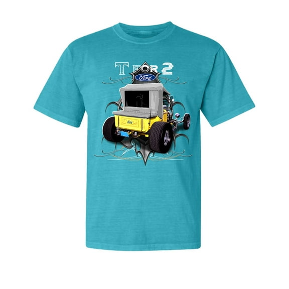 Wild Bobby, Ford Model T 1900 Vintage, Cars and Trucks, Garment-Dyed Washed Look Short Sleeve Tees, Blue Lagoon, Small