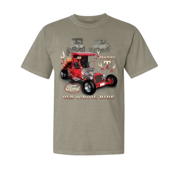 Wild Bobby, Ford Model T Roadster 1923 Old School Ride Classic Vintage, Cars and Trucks, Garment-Dyed Washed Look Short Sleeve Tees, Sand, 2XL