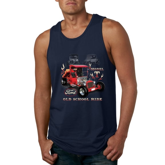 Wild Bobby, Ford Model T Roadster 1923 Old School Ride Classic Vintage | Mens Cars and Trucks Graphic Tank Top, Navy, Small