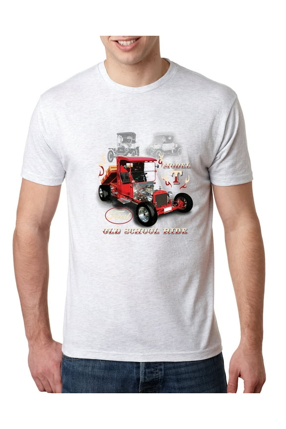 , Ford Model T Roadster 1923 Old School Ride Classic Vintage | Mens Cars and Trucks Premium Tri Blend T-Shirt, Heather White, Small