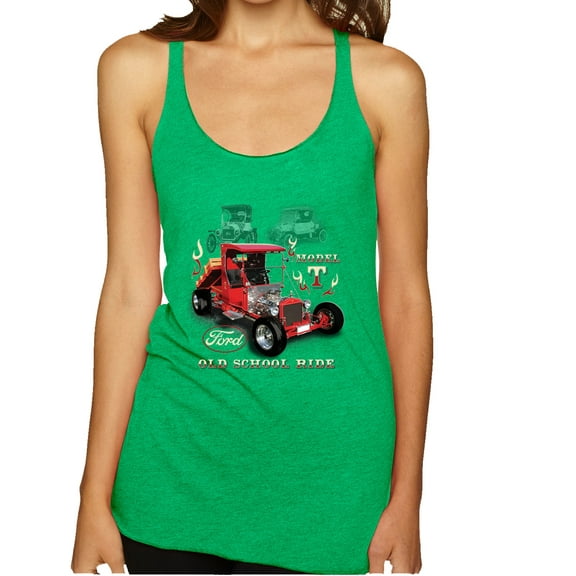 Wild Bobby, Ford Model T Roadster 1923 Old School Ride Classic Vintage | Womens Cars and Trucks Premium Tri-Blend Racerback Tank Top, Envy, Medium