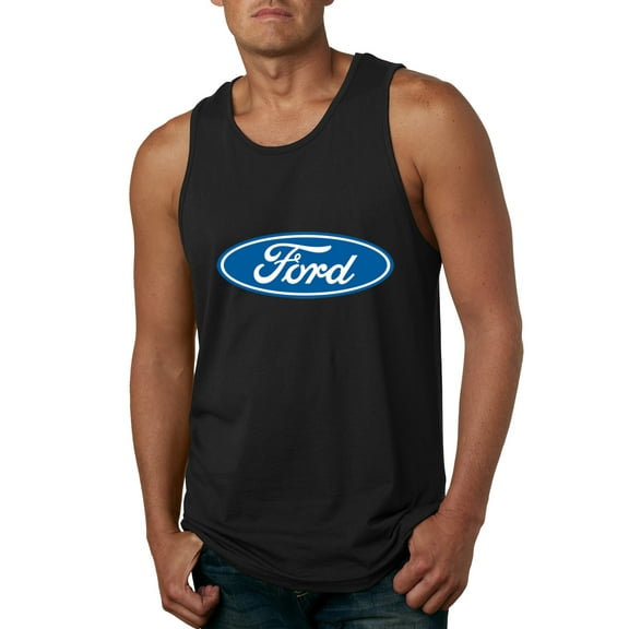 Wild Bobby, Ford Motors Blue Logo, Cars and Trucks, Men Graphic Tank Top, Black, Small