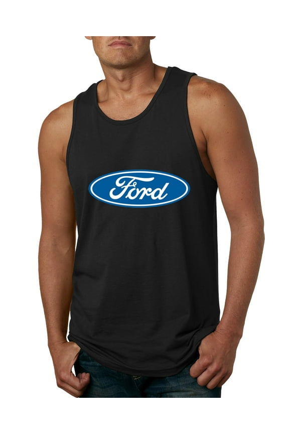 , Ford Motors Blue Logo, Cars and Trucks, Men Graphic Tank Top, Black, Small