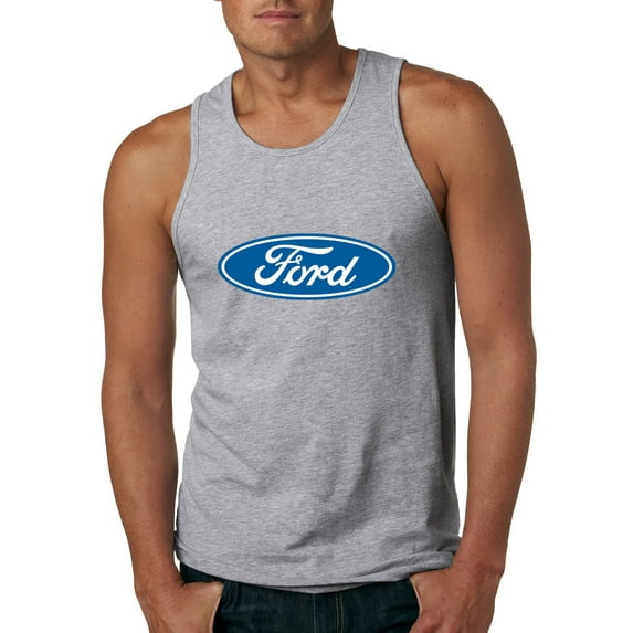 Wild Bobby, Ford Motors Blue Logo, Cars and Trucks, Men Graphic Tank Top, Heather Grey, Large