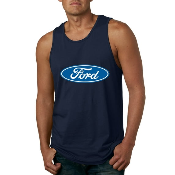 Wild Bobby, Ford Motors Blue Logo, Cars and Trucks, Men Graphic Tank Top, Navy, Medium