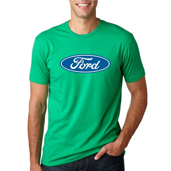 Wild Bobby, Ford Motors Blue Logo, Cars and Trucks, Men Graphic Tee, Kelly, Medium