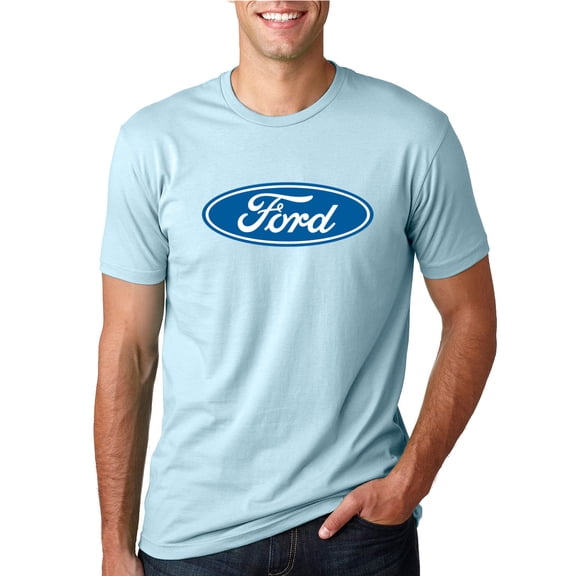 Wild Bobby, Ford Motors Blue Logo, Cars and Trucks, Men Graphic Tee, Light Blue, Large