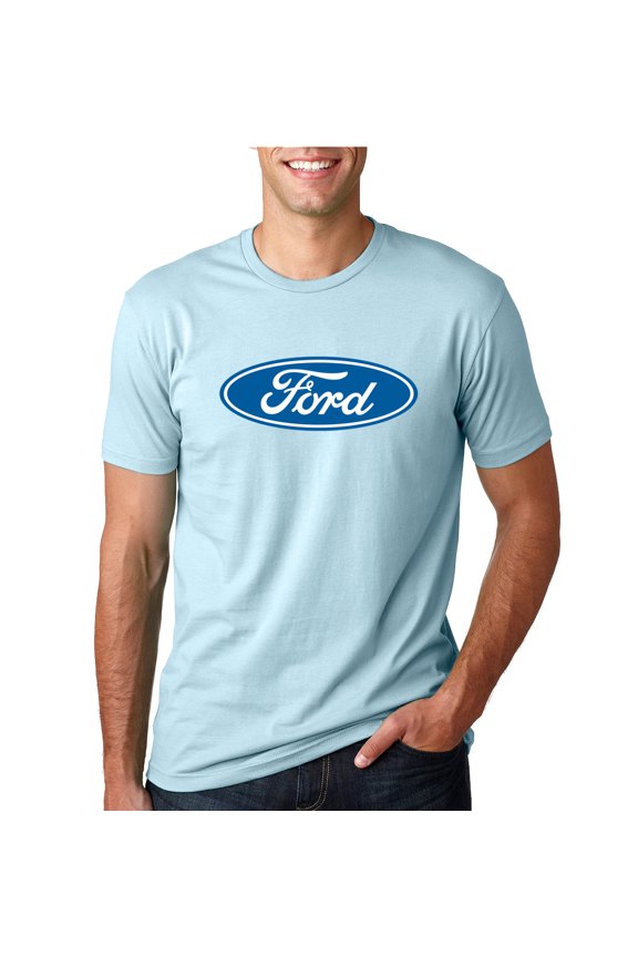 , Ford Motors Blue Logo, Cars and Trucks, Men Graphic Tee, Light Blue, Medium