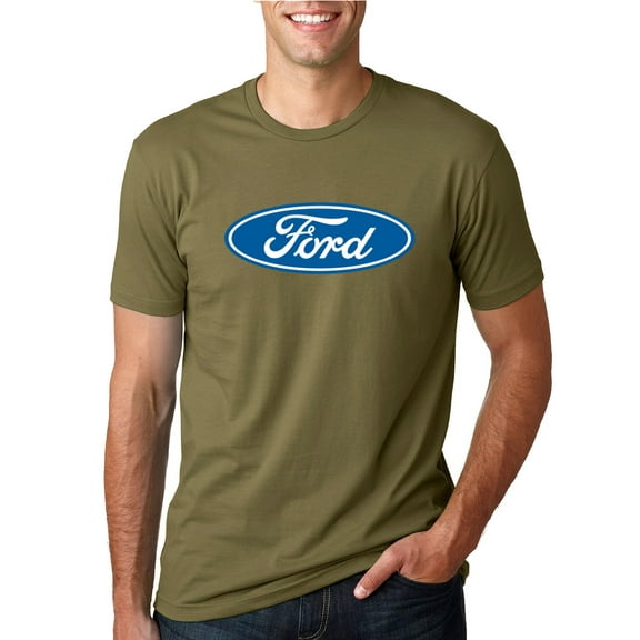 Wild Bobby, Ford Motors Blue Logo, Cars and Trucks, Men Graphic Tee, Military Green, Large