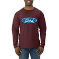 thumbnail image 1 of Wild Bobby, Ford Motors Blue Logo, Cars and Trucks, Men Long Sleeve Shirt, Maroon, XX-Large, 1 of 4