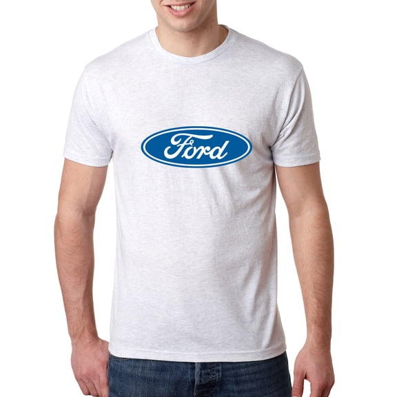 Wild Bobby, Ford Motors Blue Logo, Cars and Trucks, Men Premium Tri Blend Tee, Heather White, Large