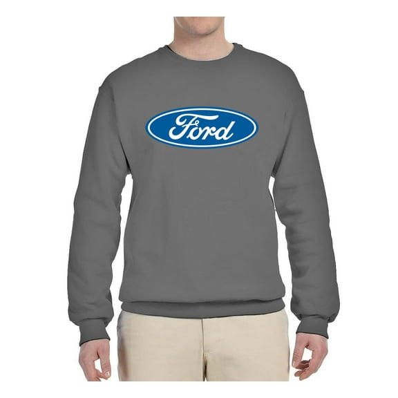 Wild Bobby, Ford Motors Blue Logo, Cars and Trucks, Unisex Crewneck Graphic Sweatshirt, Charcoal, Large