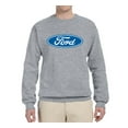 thumbnail image 1 of Wild Bobby, Ford Motors Blue Logo, Cars and Trucks, Unisex Crewneck Graphic Sweatshirt, Heather Grey, Medium, 1 of 4