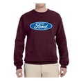thumbnail image 1 of Wild Bobby, Ford Motors Blue Logo, Cars and Trucks, Unisex Crewneck Graphic Sweatshirt, Maroon, Large, 1 of 4