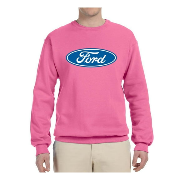 Wild Bobby, Ford Motors Blue Logo, Cars and Trucks, Unisex Crewneck Graphic Sweatshirt, Neon Pink, X-Large