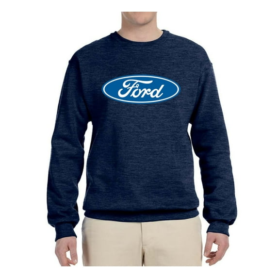 Wild Bobby, Ford Motors Blue Logo, Cars and Trucks, Unisex Crewneck Graphic Sweatshirt, Vintage Heather Navy, Medium