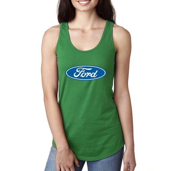 Wild Bobby, Ford Motors Blue Logo, Cars and Trucks, Women Racerback Tank Top, Kelly, X-Large