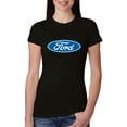 thumbnail image 1 of Wild Bobby, Ford Motors Blue Logo, Cars and Trucks, Women Slim Fit Junior Tee, Black, Small, 1 of 4