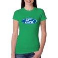 thumbnail image 1 of Wild Bobby, Ford Motors Blue Logo, Cars and Trucks, Women Slim Fit Junior Tee, Kelly, Large, 1 of 4