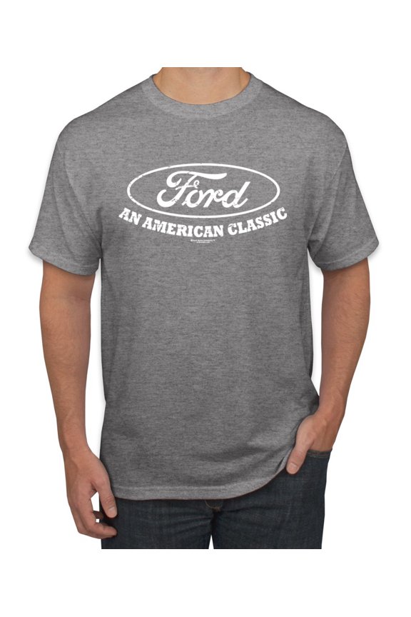 , Ford Motors an American Classic, Cars and Trucks, Men Graphic Tee, Heather Grey, Large