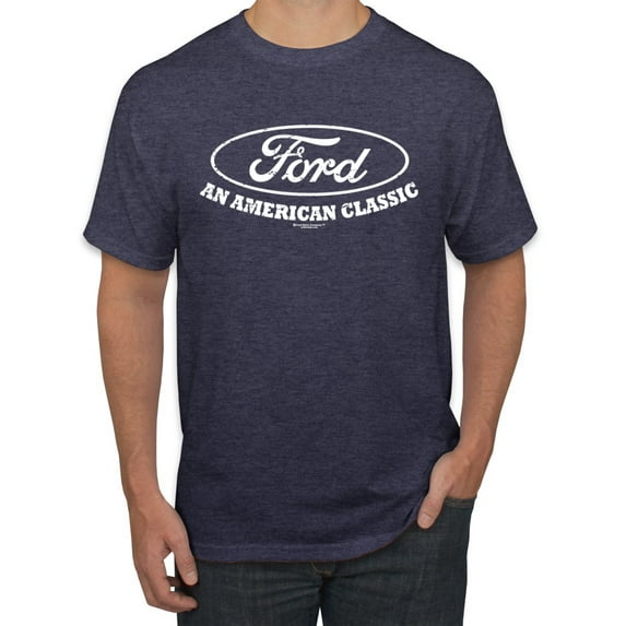 Wild Bobby, Ford Motors an American Classic, Cars and Trucks, Men Graphic Tee, Vintage Heather Navy, Large