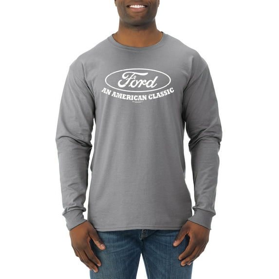 Wild Bobby, Ford Motors an American Classic, Cars and Trucks, Men Long Sleeve Shirt, Heather Grey, XX-Large