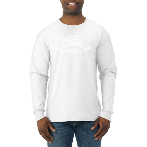 Wild Bobby, Ford Motors an American Classic, Cars and Trucks, Men Long Sleeve Shirt, White, Large