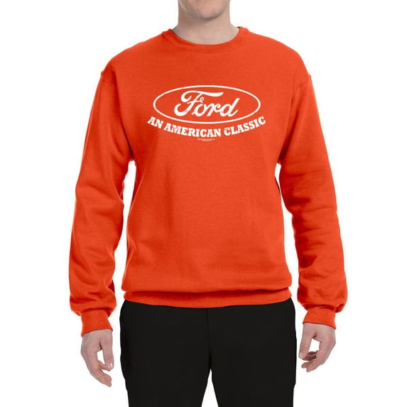 Wild Bobby, Ford Motors an American Classic, Cars and Trucks, Unisex Crewneck Graphic Sweatshirt, Orange, X-Large