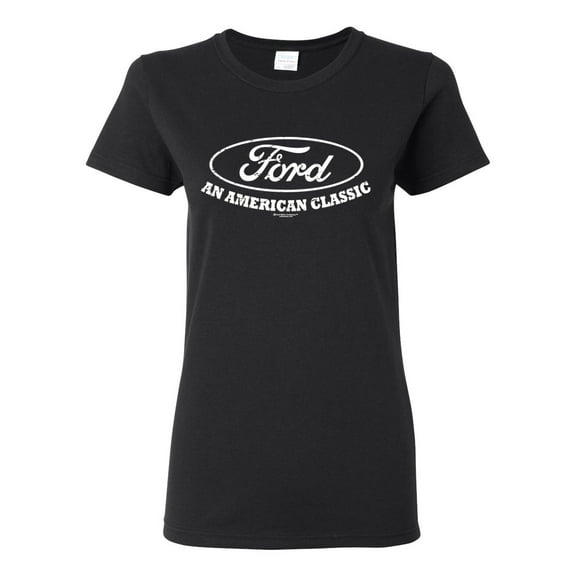 Wild Bobby, Ford Motors an American Classic, Cars and Trucks, Women Graphic Tee, Black, Small