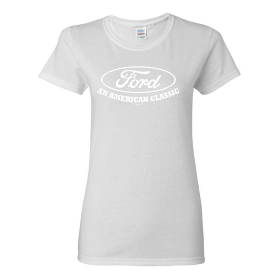 Wild Bobby, Ford Motors an American Classic, Cars and Trucks, Women Graphic Tee, White, Medium
