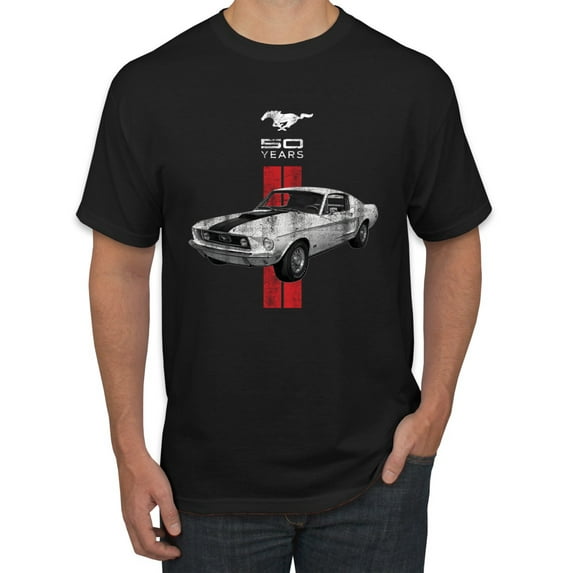 Wild Bobby, Ford Mustang 50 Years, Cars and Trucks, Men Graphic Tee, Black, Small