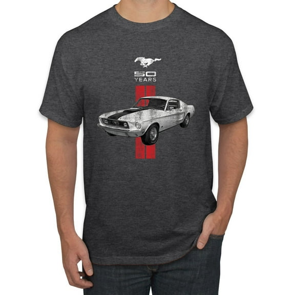 Wild Bobby, Ford Mustang 50 Years, Cars and Trucks, Men Graphic Tee, Heather Black, XX-Large