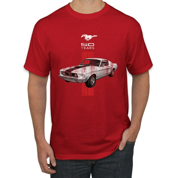 Wild Bobby, Ford Mustang 50 Years, Cars and Trucks, Men Graphic Tee, Red, Small