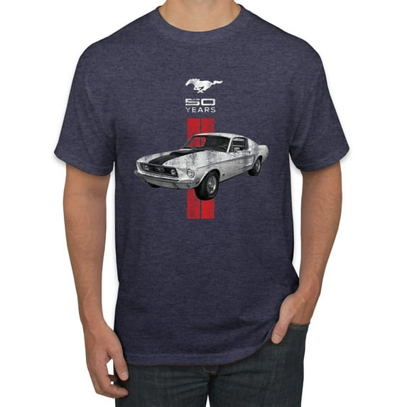 Wild Bobby, Ford Mustang 50 Years, Cars and Trucks, Men Graphic Tee, Vintage Heather Navy, XX-Large