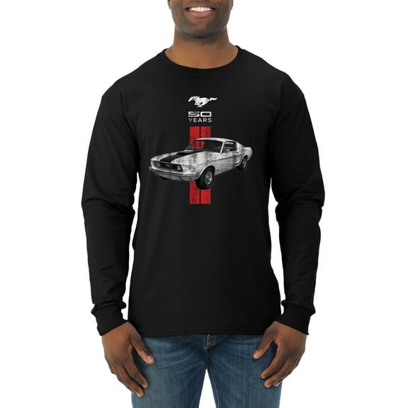 Wild Bobby, Ford Mustang 50 Years, Cars and Trucks, Men Long Sleeve Shirt, Black, Small