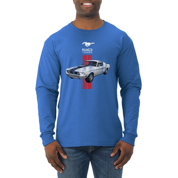 Wild Bobby, Ford Mustang 50 Years, Cars and Trucks, Men Long Sleeve Shirt, Royal, Small