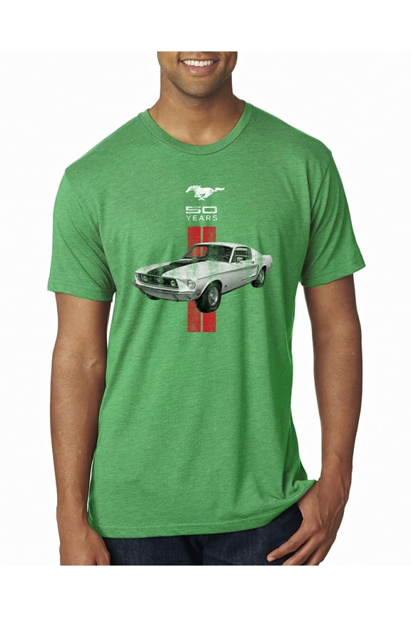 , Ford Mustang 50 Years, Cars and Trucks, Men Premium Tri Blend Tee, Envy, Small