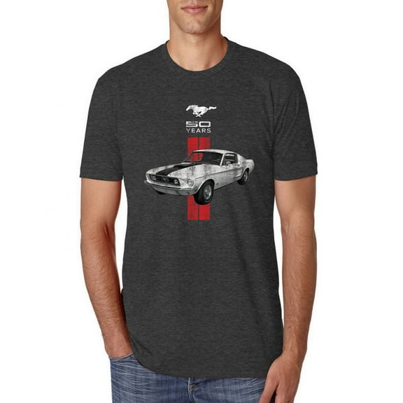 Wild Bobby, Ford Mustang 50 Years, Cars and Trucks, Men Premium Tri Blend Tee, Vintage Black, Medium