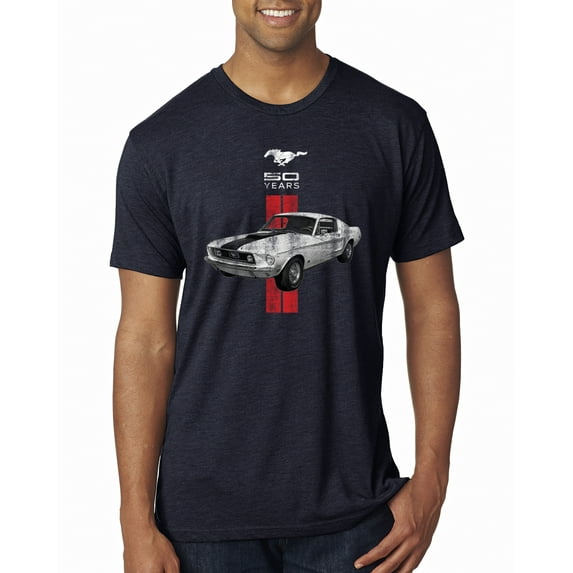 Wild Bobby, Ford Mustang 50 Years, Cars and Trucks, Men Premium Tri Blend Tee, Vintage Navy, Small
