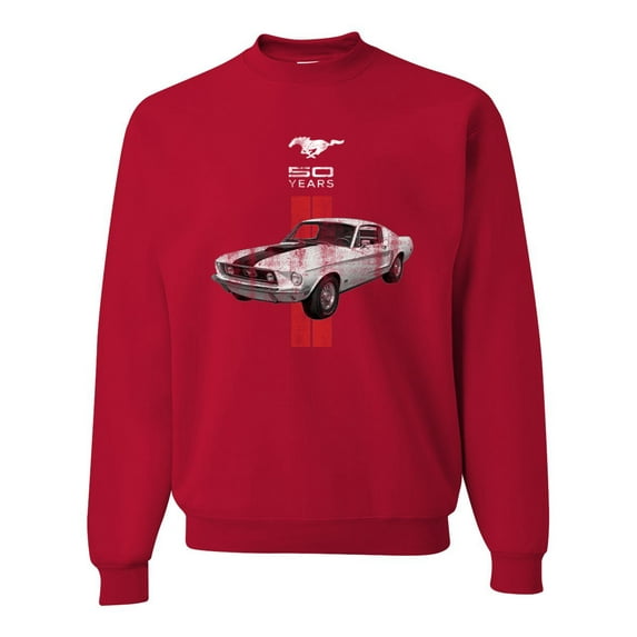 Wild Bobby, Ford Mustang 50 Years, Cars and Trucks, Unisex Crewneck Graphic Sweatshirt, Red, Small