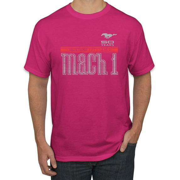 Wild Bobby, Ford Mustang 50 Years Logo Mach 1 Classic Emblem, Cars and Trucks, Men Graphic Tee, Fuschia, X-Large