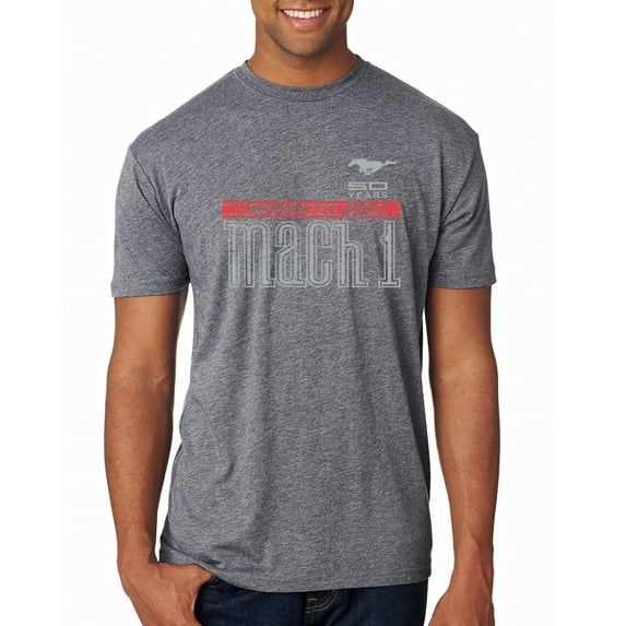 Wild Bobby, Ford Mustang 50 Years Logo Mach 1 Classic Emblem, Cars and Trucks, Men Premium Tri Blend Tee, Premium Heather, Small