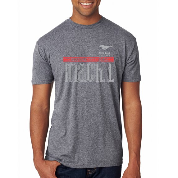 Wild Bobby, Ford Mustang 50 Years Logo Mach 1 Classic Emblem, Cars and Trucks, Men Premium Tri Blend Tee, Premium Heather, Small