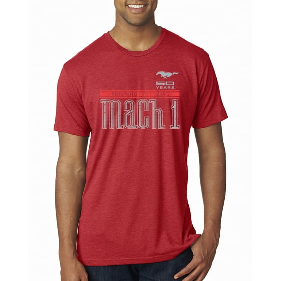 Wild Bobby, Ford Mustang 50 Years Logo Mach 1 Classic Emblem, Cars and Trucks, Men Premium Tri Blend Tee, Vintage Red, XX-Large