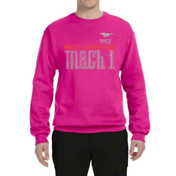Wild Bobby, Ford Mustang 50 Years Logo Mach 1 Classic Emblem, Cars and Trucks, Unisex Crewneck Graphic Sweatshirt, Fuschia, Large