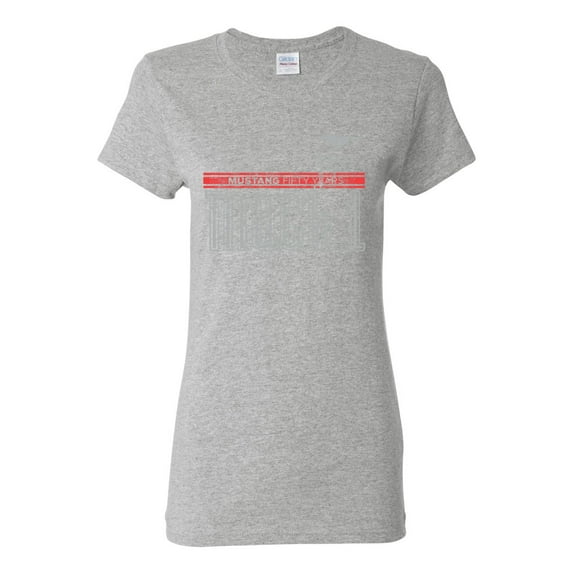 Wild Bobby, Ford Mustang 50 Years Logo Mach 1 Classic Emblem, Cars and Trucks, Women Graphic Tee, Heather Grey, Small